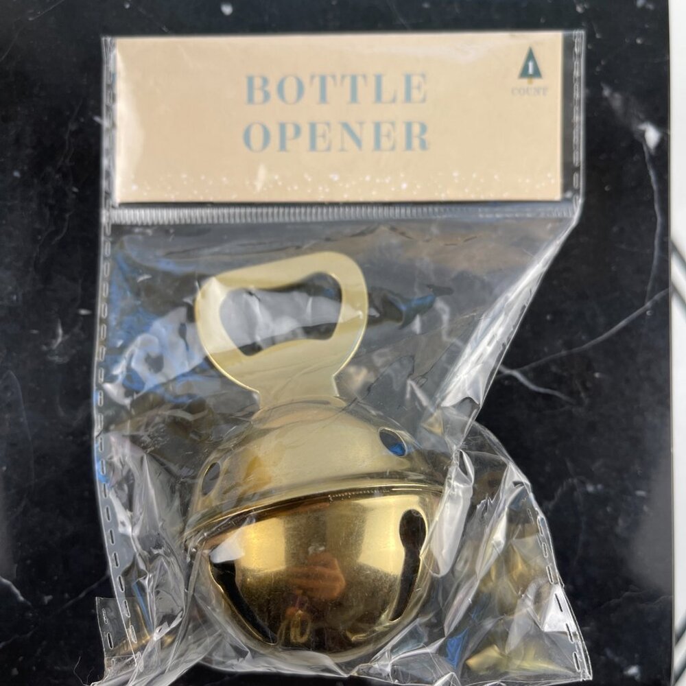 Gold Jingle Bell Bottle Opener Holiday Bar Tool New - Picture 5 of 5